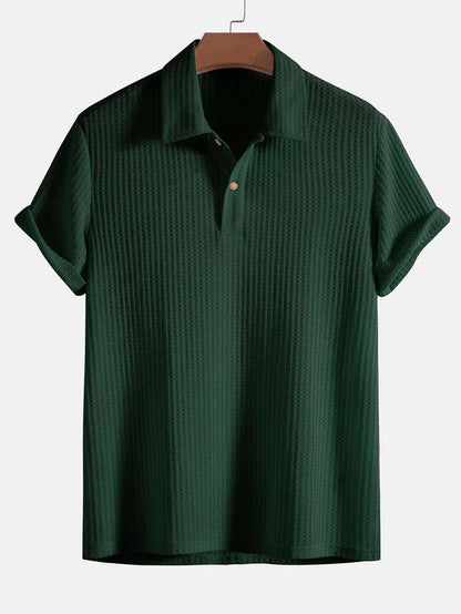 Polo-T-Shirt – Herren-T-Shirt mit Kragen, Knopfleiste und kurzen Ärmeln-Grün-S-Chaps Herrenmode