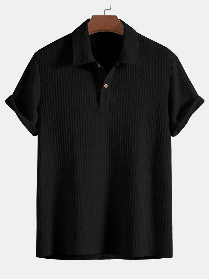 Polo-T-Shirt – Herren-T-Shirt mit Kragen, Knopfleiste und kurzen Ärmeln-Schwarz-S-Chaps Herrenmode