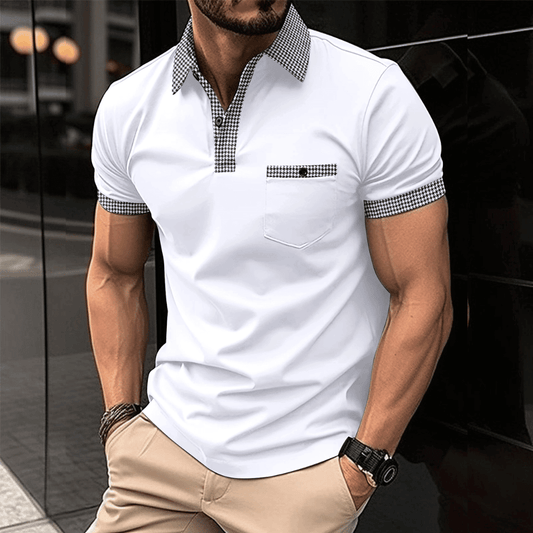 Polo-T-Shirt | Kurzarm | Brusttasche | Hemd mit Kragen | Herrenhemden-Weiß-S-Chaps Herrenmode