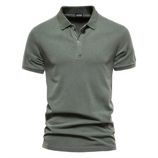 Polo-T-Shirt | Kurzarm | Halbknopfleiste | Polohemden | T-Shirts für Herren-Grün-S-Chaps Herrenmode