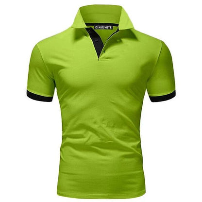 Polo T-Shirt | Kurzarm | Halsband | Polohemd | Herrenhemden-Apfelgrün-S-Chaps Herrenmode