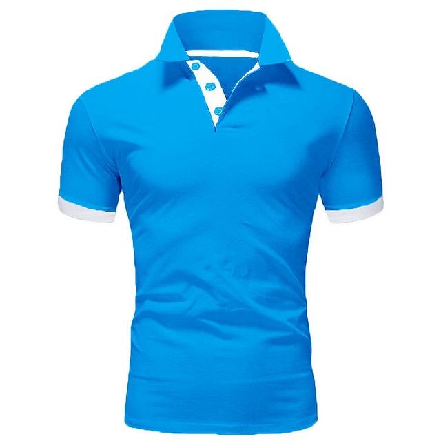 Polo T-Shirt | Kurzarm | Halsband | Polohemd | Herrenhemden-Himmelblau-S-Chaps Herrenmode