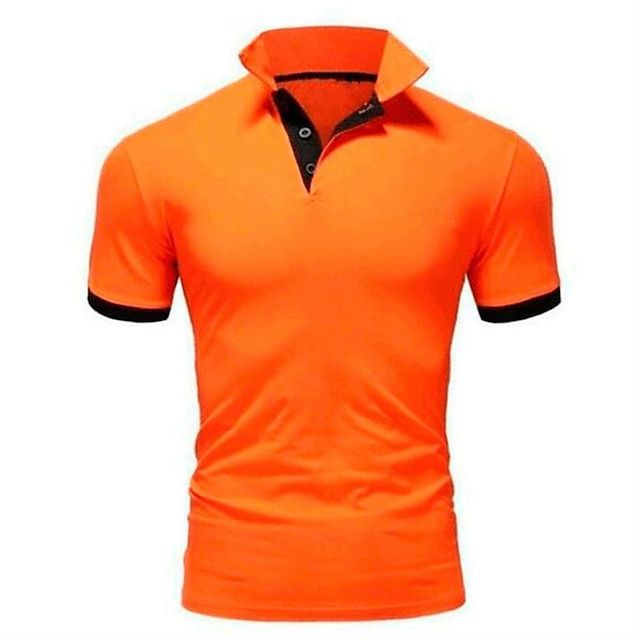 Polo T-Shirt | Kurzarm | Halsband | Polohemd | Herrenhemden-Orange-S-Chaps Herrenmode