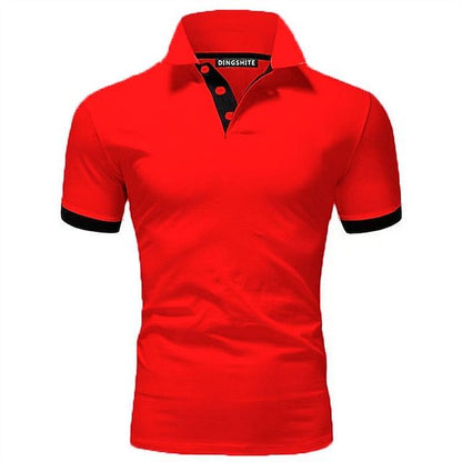 Polo T-Shirt | Kurzarm | Halsband | Polohemd | Herrenhemden-Rot-S-Chaps Herrenmode