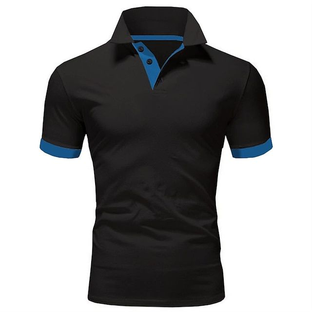 Polo T-Shirt | Kurzarm | Halsband | Polohemd | Herrenhemden-Schwarz-S-Chaps Herrenmode
