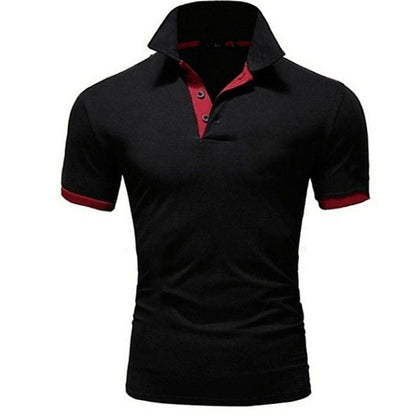 Polo T-Shirt | Kurzarm | Halsband | Polohemd | Herrenhemden-Schwarz/Rot-S-Chaps Herrenmode