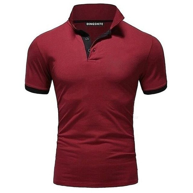 Polo T-Shirt | Kurzarm | Halsband | Polohemd | Herrenhemden-Weinrot-S-Chaps Herrenmode
