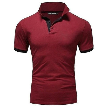 Polo T-Shirt | Kurzarm | Halsband | Polohemd | Herrenhemden-Weinrot-S-Chaps Herrenmode