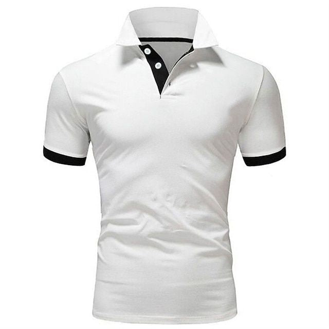 Polo T-Shirt | Kurzarm | Halsband | Polohemd | Herrenhemden-Weiß-S-Chaps Herrenmode