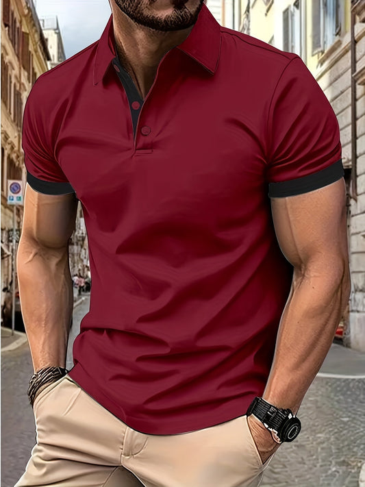 Polo-T-Shirt – Kurzarm – Mit Kragen – Herren-T-Shirt – Herren-Polohemd-Rot-S-Chaps Herrenmode
