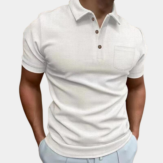 Polo-T-Shirt – Kurzarm – Mit Kragen – Knopfleiste – Sommerhemd für Männer-Weiß-S-Chaps Herrenmode