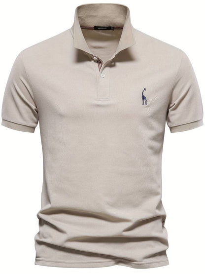 Polo-T-Shirt – Kurzarm-Polohemd für Herren mit Umlegekragen und halben Knöpfen-Beige-S-Chaps Herrenmode
