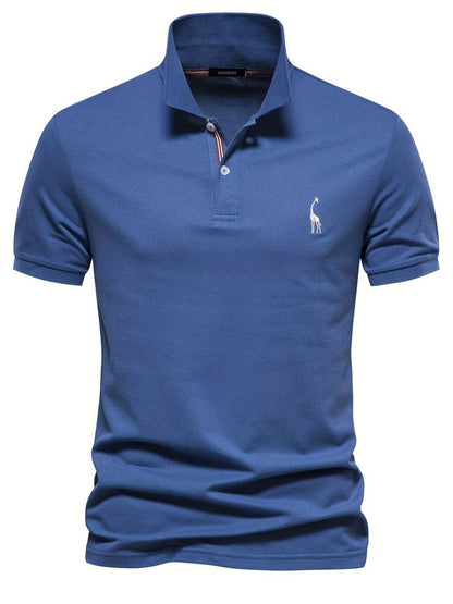 Polo-T-Shirt – Kurzarm-Polohemd für Herren mit Umlegekragen und halben Knöpfen-Blau-S-Chaps Herrenmode