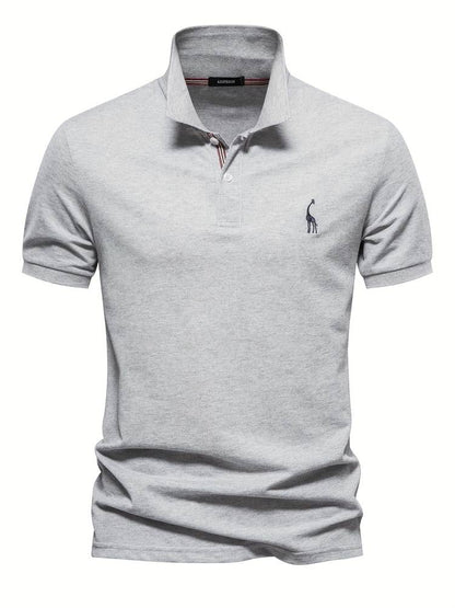 Polo-T-Shirt – Kurzarm-Polohemd für Herren mit Umlegekragen und halben Knöpfen-Grau-S-Chaps Herrenmode