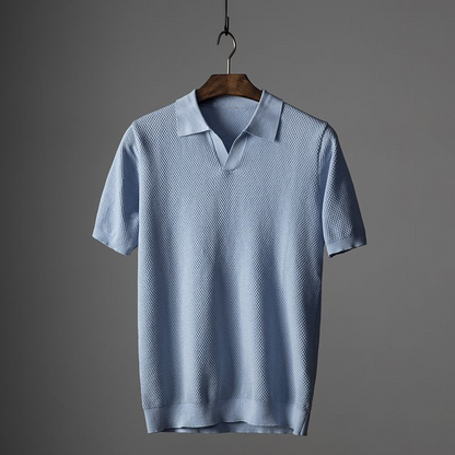 Polo T-Shirt | Kurzarm | V-Ausschnitt | Knopfloses Polo | Polohemden-Hellblau-M-Chaps Herrenmode