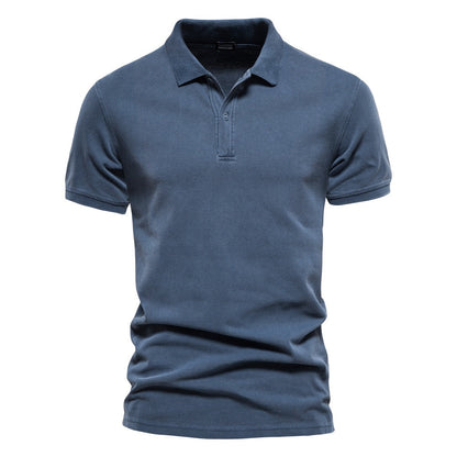 Polo-T-Shirt | Lässig | Halbknopf | Herrenhemden | Polohemden-Blau-S-Chaps Herrenmode
