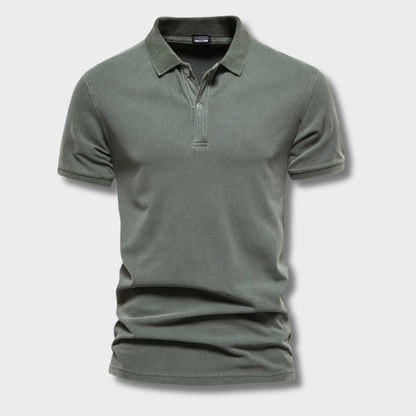 Polo-T-Shirt | Lässig | Halbknopf | Herrenhemden | Polohemden-Grün-S-Chaps Herrenmode