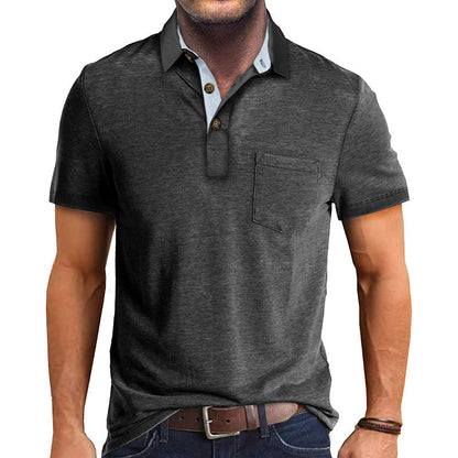 Polo-T-Shirt | Mit Kragen | Kurzarm | Poloshirt | Herrenhemd-Dunkelgrau-S-Chaps Herrenmode