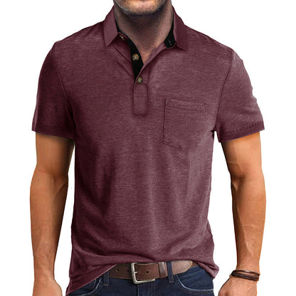 Polo-T-Shirt | Mit Kragen | Kurzarm | Poloshirt | Herrenhemd-Rot-S-Chaps Herrenmode