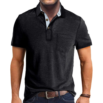 Polo-T-Shirt | Mit Kragen | Kurzarm | Poloshirt | Herrenhemd-Schwarz-S-Chaps Herrenmode