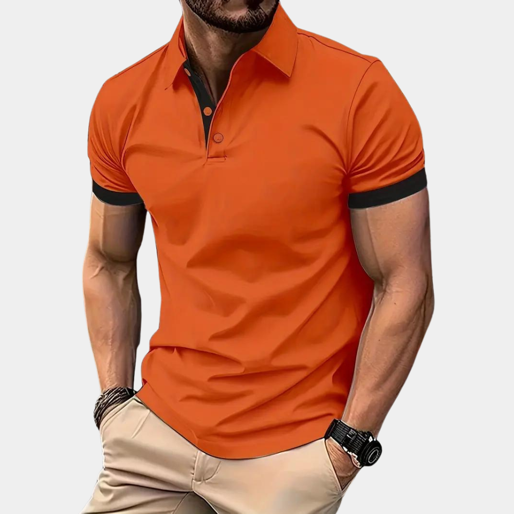 Polo-T-Shirt – Orange – Kurzarm – T-Shirt mit Kragen – Herren-Shirt-Orange-S-Chaps Herrenmode