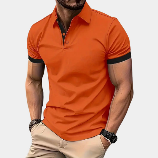 Polo-T-Shirt – Orange – Kurzarm – T-Shirt mit Kragen – Herren-Shirt-Orange-S-Chaps Herrenmode