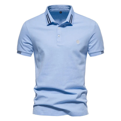Polo T-Shirt - Slim Fit - Umlegekragen - Poloshirts - Herren T-Shirts-Blau-S-Chaps Herrenmode