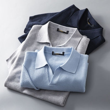 Polo-T-Shirt | V-Ausschnitt | Kurzarm | Polo ohne Knöpfe | Herrenhemden-Chaps Herrenmode