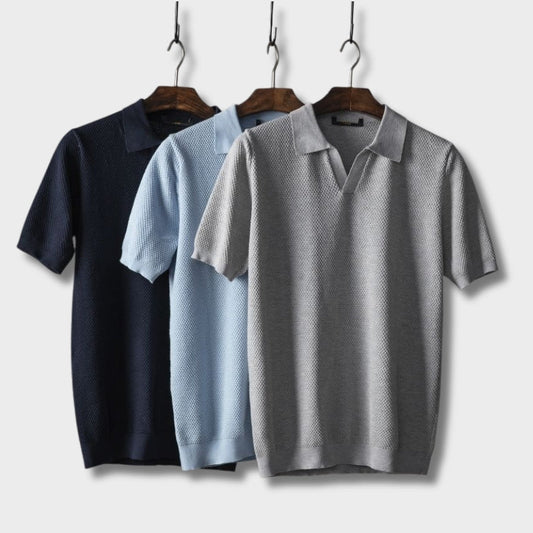 Polo-T-Shirt | V-Ausschnitt | Kurzarm | Polo ohne Knöpfe | Herrenhemden-Chaps Herrenmode