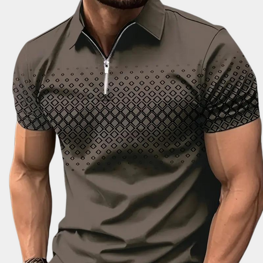 Polo-T-Shirt – Viertelreißverschluss – Reverskragen – Poloshirts – Herrenbekleidung-Kaffee-S-Chaps Herrenmode