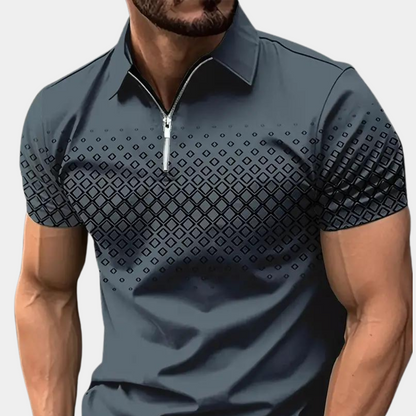 Polo-T-Shirt – Viertelreißverschluss – Reverskragen – Poloshirts – Herrenbekleidung-Marineblau-S-Chaps Herrenmode