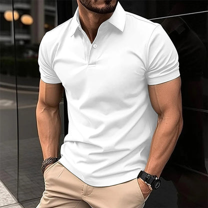 Polo-T-Shirt – halblanger Knopfleiste – Umlegekragen – Polo-Shirts – T-Shirts für Herren-Wit-S-Chaps Herrenmode