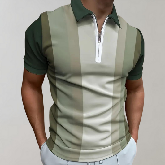 Polo-T-Shirt – mit Kragen – kurze Ärmel – Shirt mit Viertelreißverschluss – Herren-Shirt-Grau-S-Chaps Herrenmode
