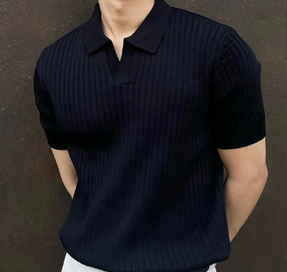 Polohemd - Casual - Kurzarm - Gestricktes Polohemd - Herrenhemden-Schwarz-XS-Chaps Herrenmode