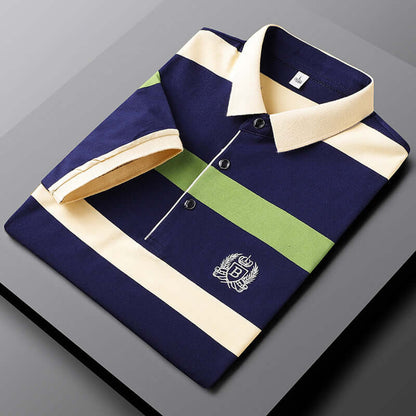 Polohemd - Gestreiftes Polohemd mit Knopfleiste für Männer-Grün-M-Chaps Herrenmode