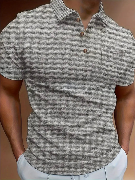 Polohemd | Halber Knopf | Kurzarm | Golfärmel | Herrenhemden-Hellgrau-XS-Chaps Herrenmode