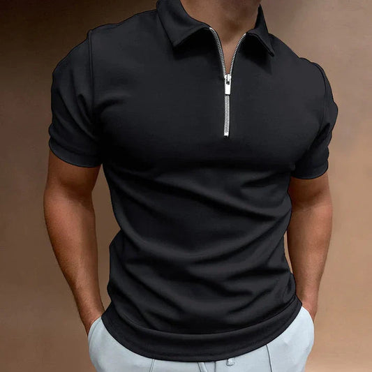 Polohemd - Half-Zip - Kurzarm - Polo T-Shirt - Herrenhemd-Schwarz-XS-Chaps Herrenmode