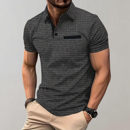 Polohemd - Herren Polohemd mit Kragen und kurzen Ärmeln-Grau-S-Chaps Herrenmode