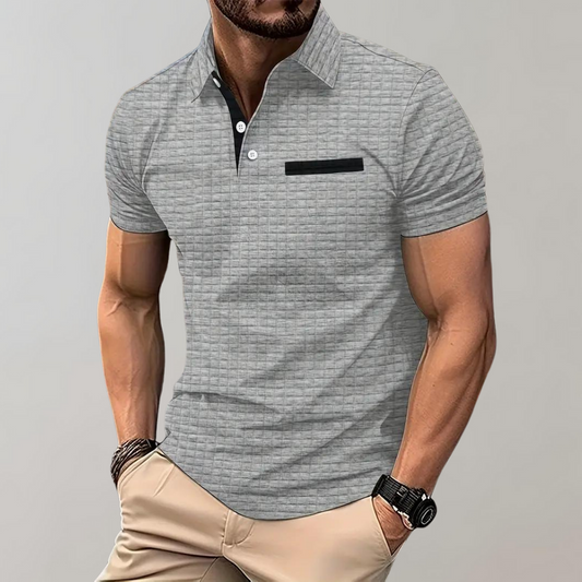 Polohemd - Herren Polohemd mit Kragen und kurzen Ärmeln-Hellgrau-S-Chaps Herrenmode