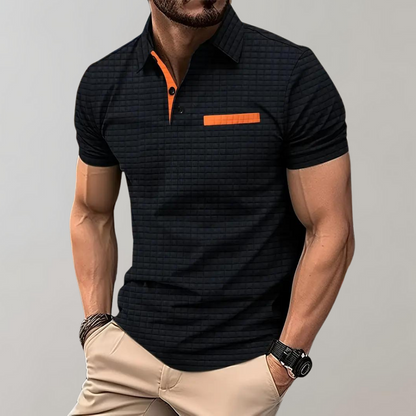 Polohemd - Herren Polohemd mit Kragen und kurzen Ärmeln-Schwarz-S-Chaps Herrenmode