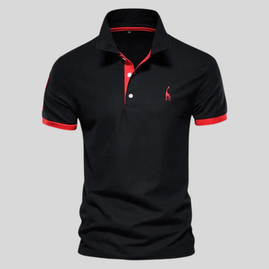 Polohemd | Kurzarm | Halber Knopf | Polo T-Shirt | Herrenhemd-Schwarz-XS-Chaps Herrenmode