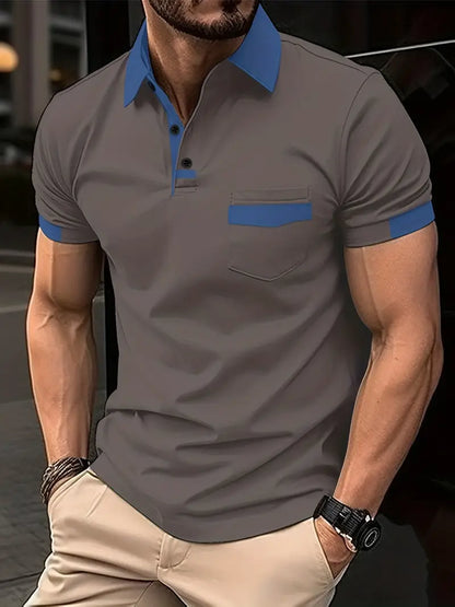 Polohemd – Kurzarm – Mit Kragen – Polo-T-Shirt – Herrenhemden-Dunkelgrau-S-Chaps Herrenmode