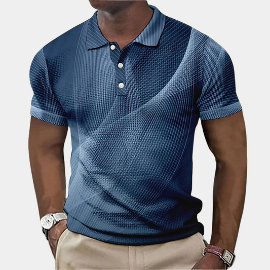 Polohemd - Kurzarm - Quarter Button - T-Shirt mit Kragen - Herrenhemd-Blau-XS-Chaps Herrenmode