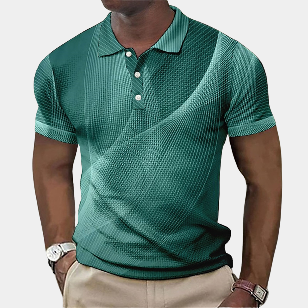 Polohemd - Kurzarm - Quarter Button - T-Shirt mit Kragen - Herrenhemd-Dunkelgrün-XS-Chaps Herrenmode