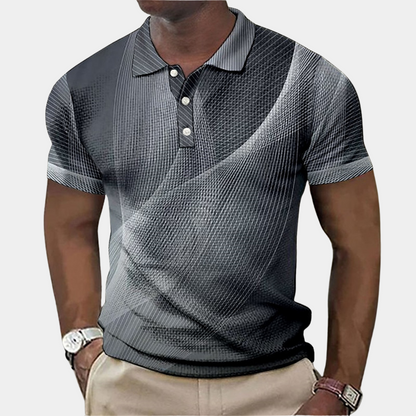 Polohemd - Kurzarm - Quarter Button - T-Shirt mit Kragen - Herrenhemd-Grau-XS-Chaps Herrenmode