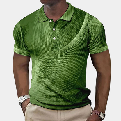 Polohemd - Kurzarm - Quarter Button - T-Shirt mit Kragen - Herrenhemd-Grün-XS-Chaps Herrenmode