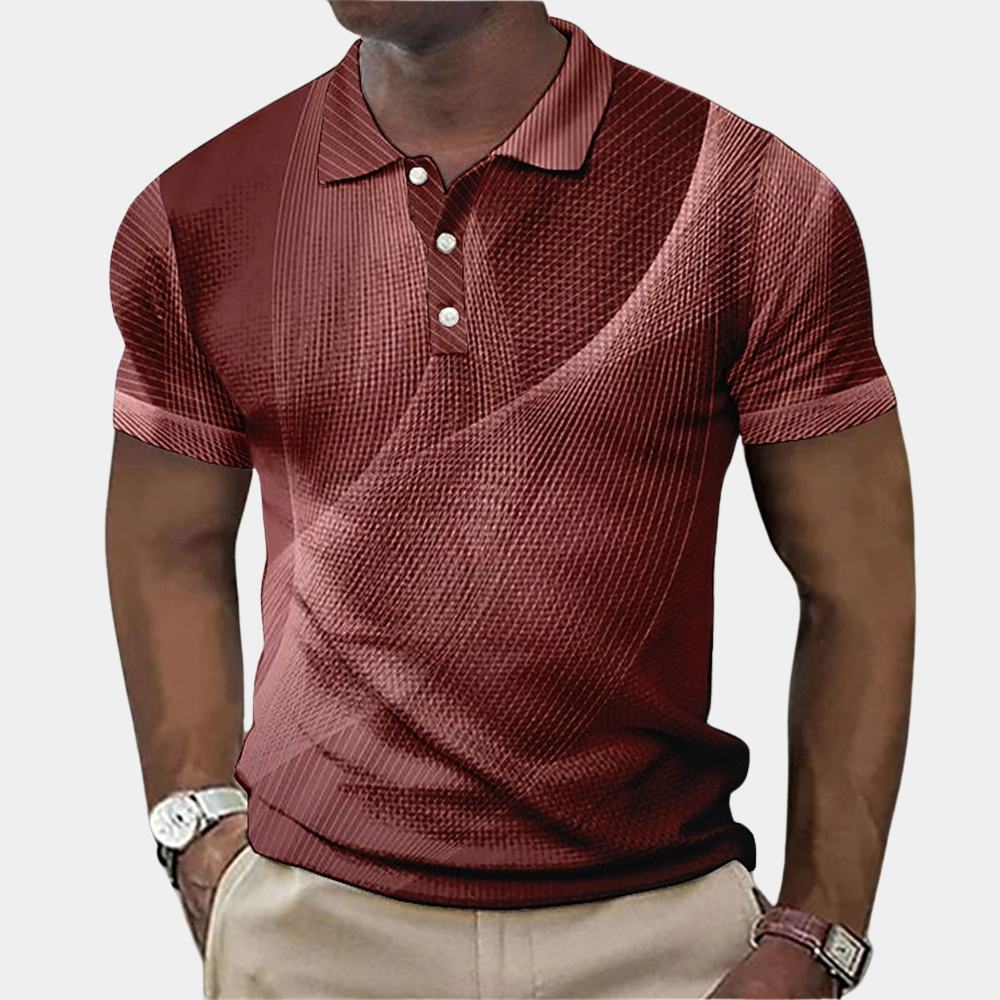 Polohemd - Kurzarm - Quarter Button - T-Shirt mit Kragen - Herrenhemd-Kastanienbraun-XS-Chaps Herrenmode