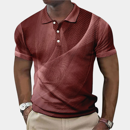 Polohemd - Kurzarm - Quarter Button - T-Shirt mit Kragen - Herrenhemd-Kastanienbraun-XS-Chaps Herrenmode