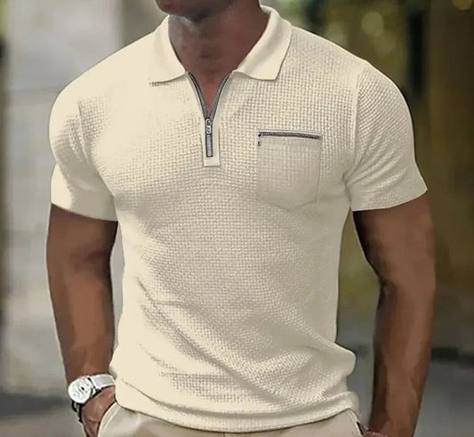 Polohemd | Kurzarm | Umlegekragen | Polohemd mit halbem Reißverschluss | Herrenhemd-Khaki-S-Chaps Herrenmode