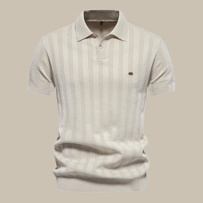 Polohemd – Kurzärmeliges Polo-T-Shirt mit Kragen für Männer-Beige-S-Chaps Herrenmode